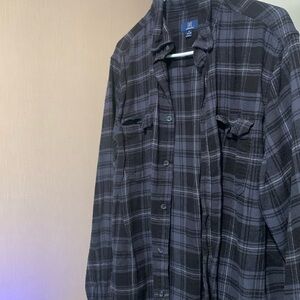 Navy, grey, and black flannel